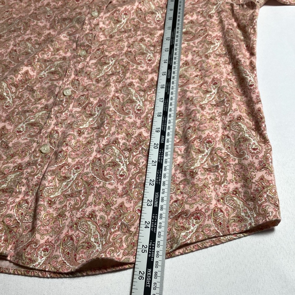 Chaps Paisley Button Down Shirt Womens Size Large Pink No Iron Long Sleeve Boho - Picture 9 of 10